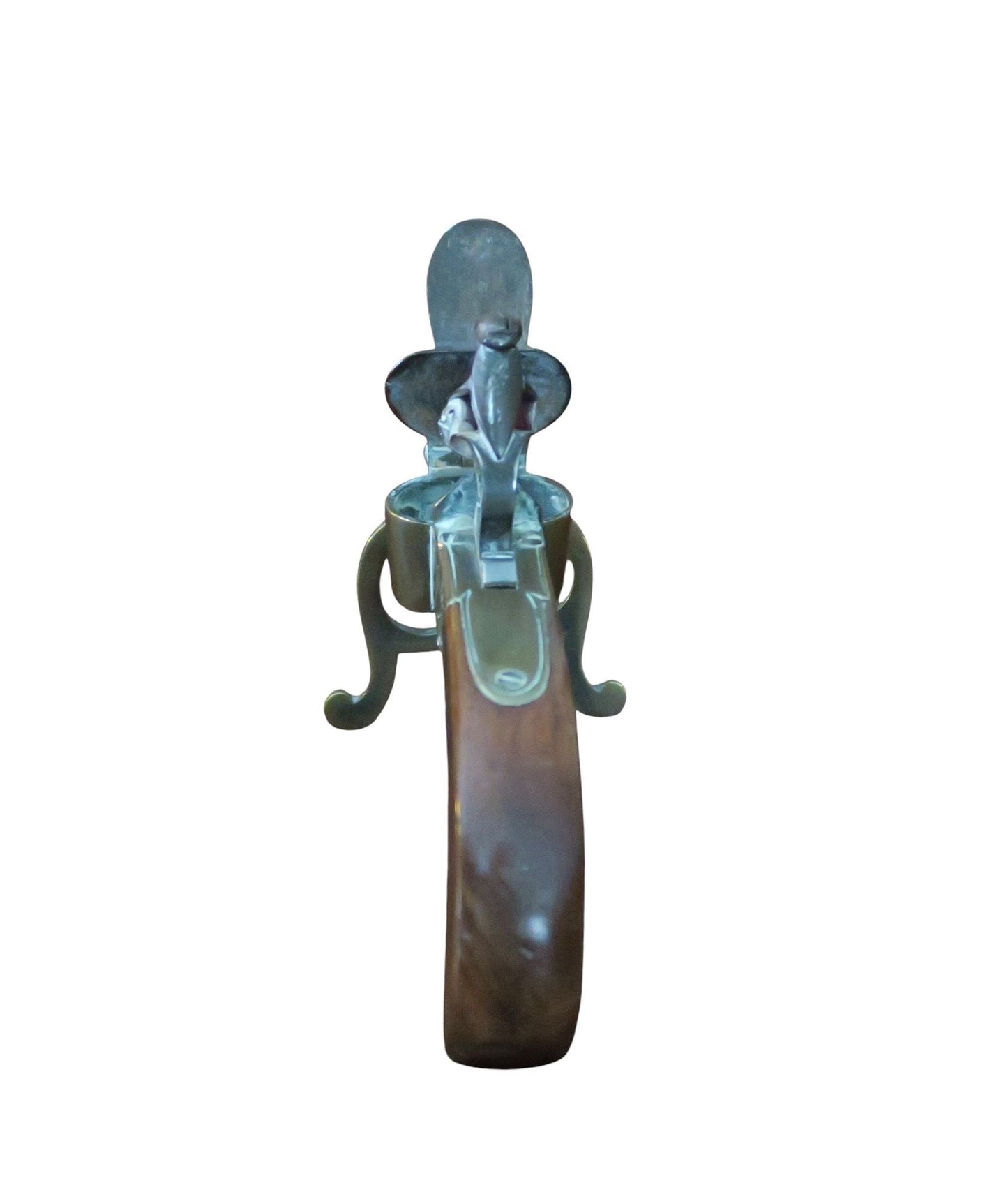 A George III Brass, Iron and Mahogany Flintlock Tinder Pistol