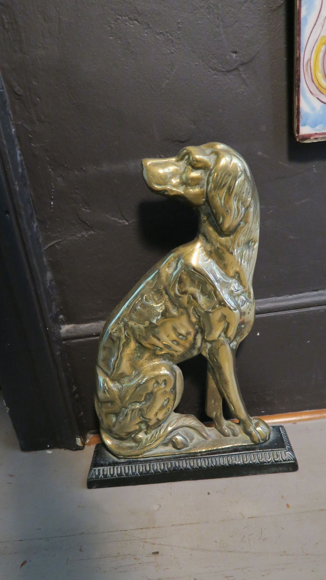 Victorian Brass and Iron Door Stop, circa 1880