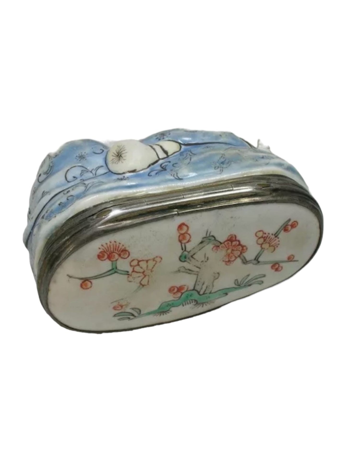 A Chantilly Silver Mounted Snuff Box of a Sleeping Monk, Mid 18th Century