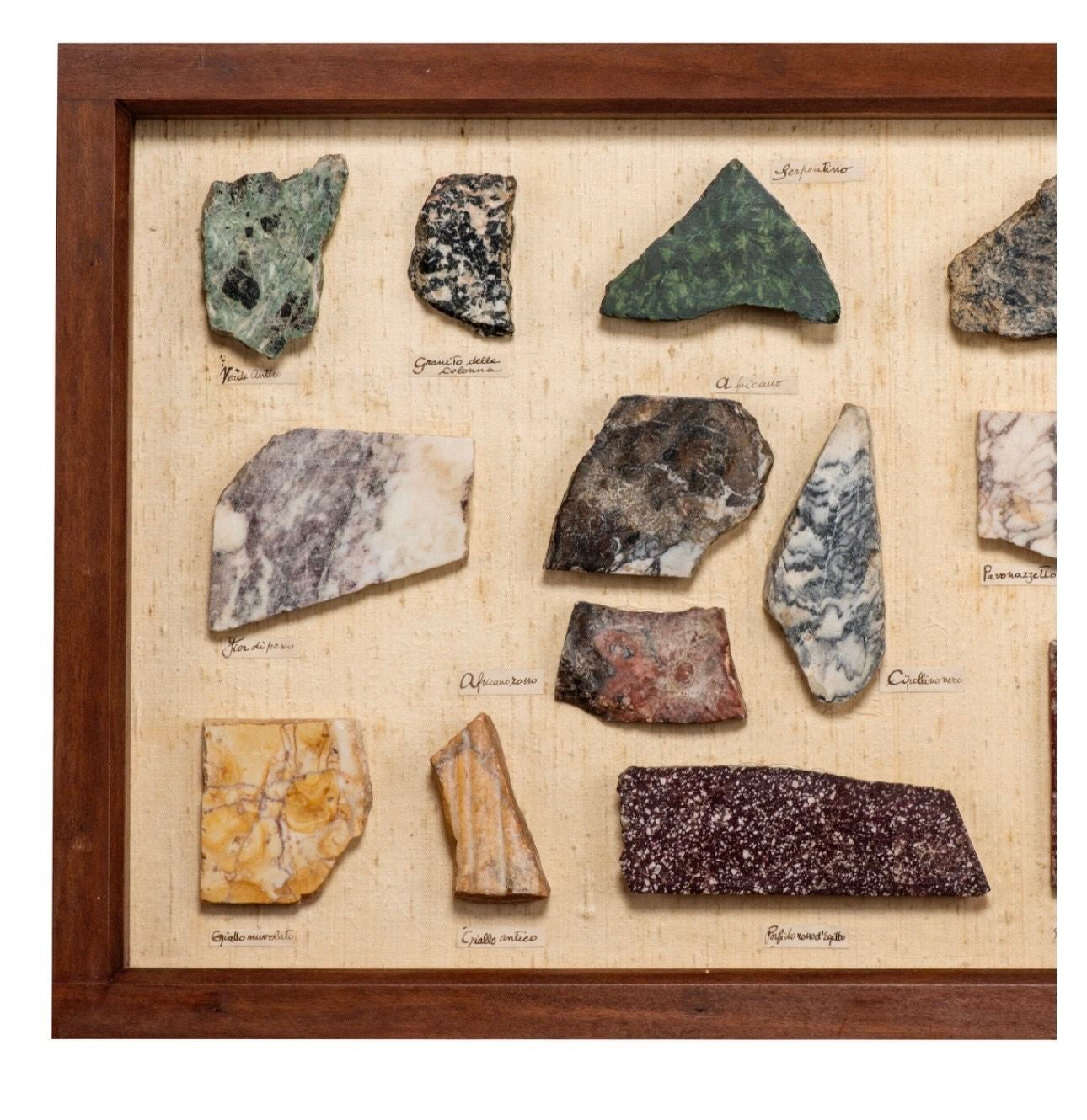 Grand Tour Framed Porphyry and Marble Specimens, 19th Century