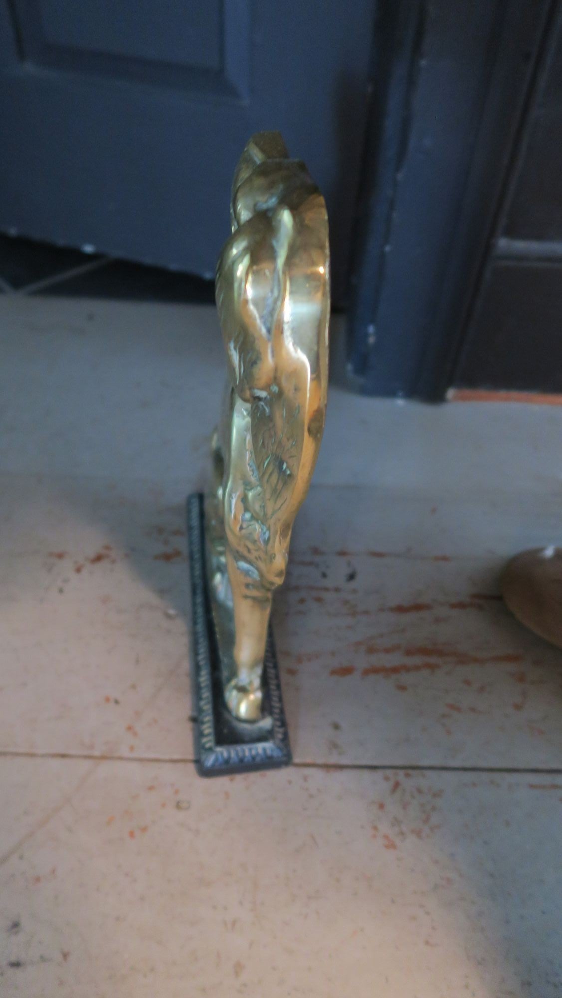 Victorian Brass and Iron Door Stop, circa 1880