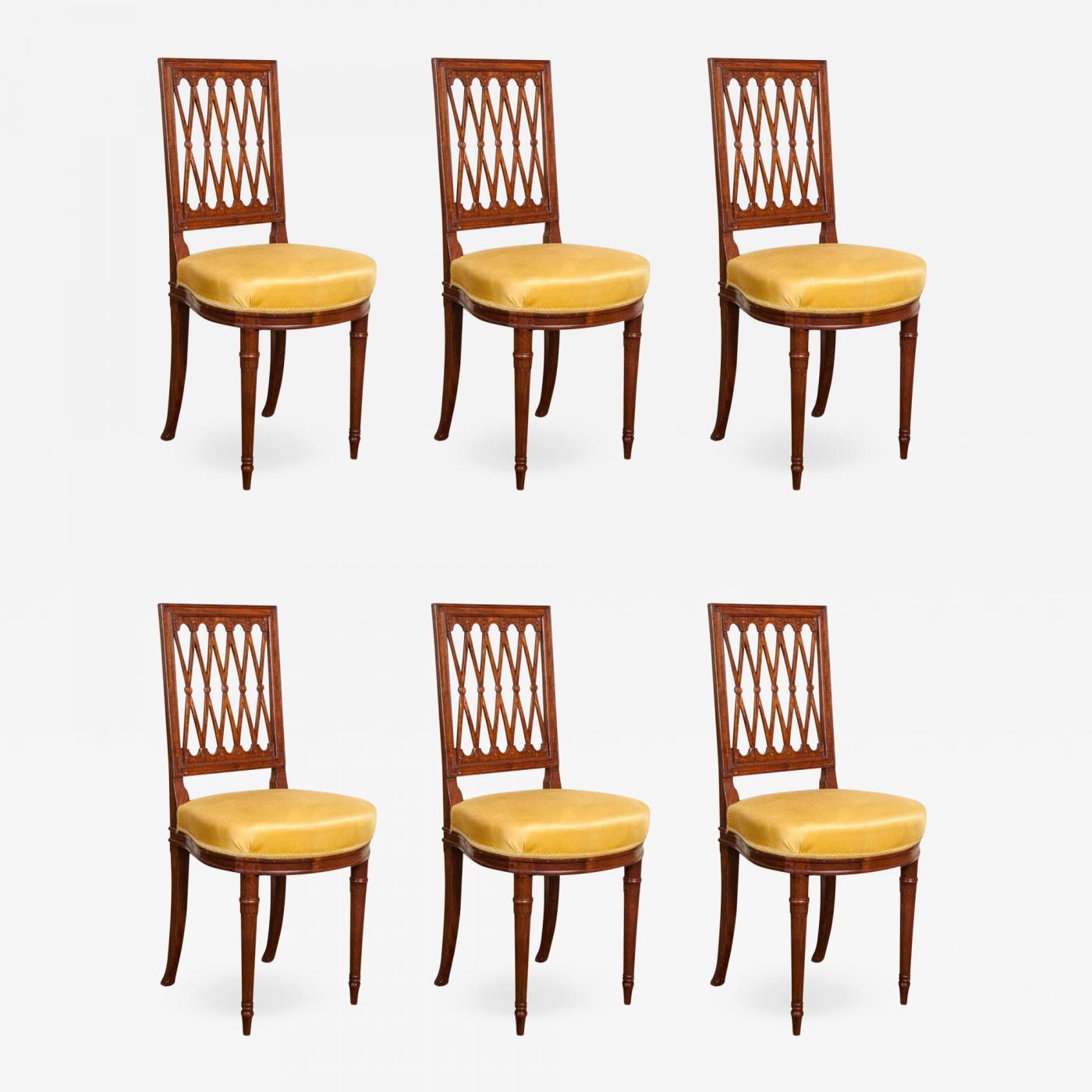 Set of Six Louis XVI Style Mahogany Side Chairs