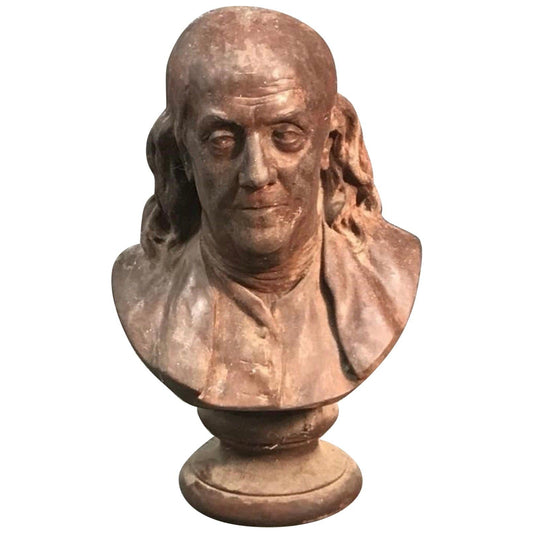 Terracotta Bust of Benjamin Franklin, After Houdon, 19th Century