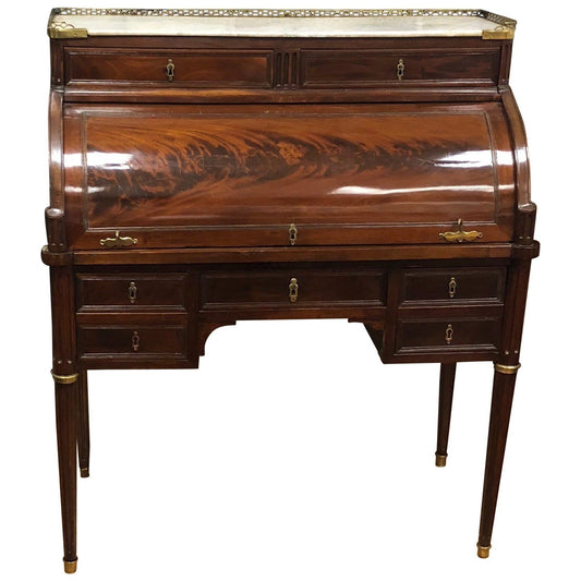 Louis XVI Mahogany and Brass Mounted Bureau a Cylindre, Late 18th Century