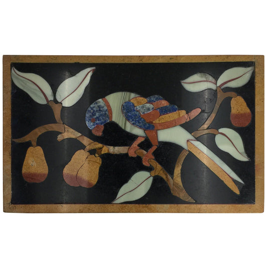 Italian Pietre Dure Panel of Parrot on Branch, Late 17th Century