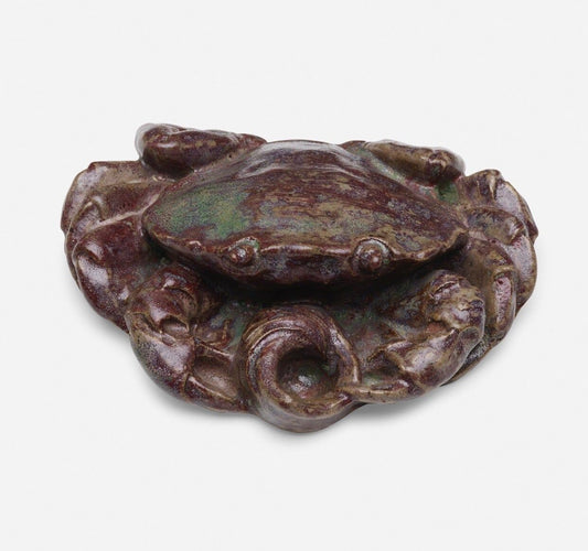 Glazed Earthenware Inkwell of a Crab, Signed Andre Methey, France c. 1900