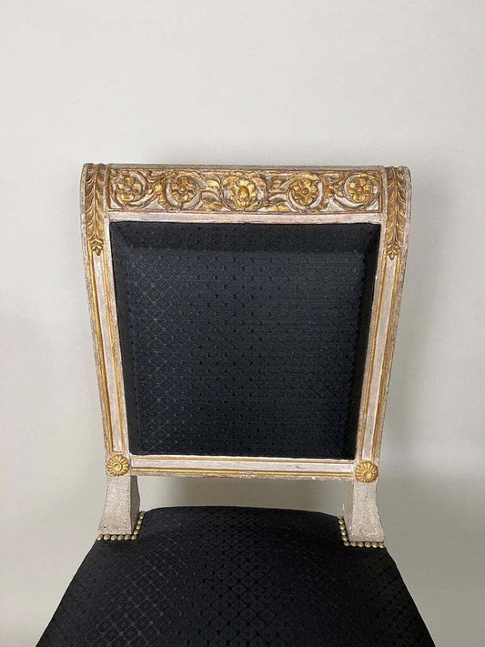 Pair of Italian Genoese Carved Parcel Gilt Side Chairs, circa 1820-30