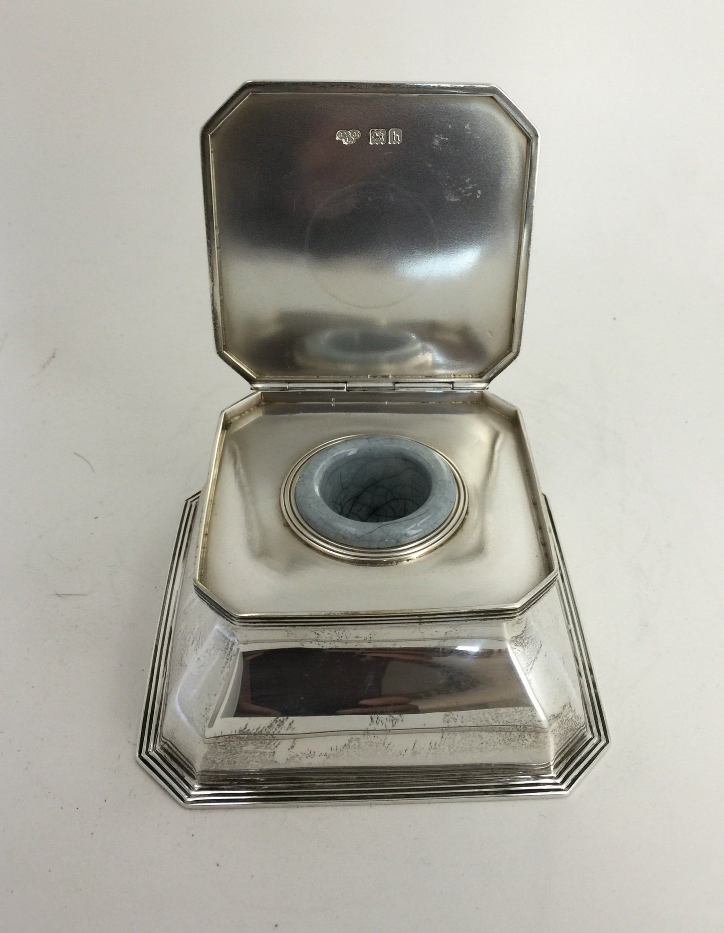 English Silver Inkwell, Stamped Goldsmiths and Silversmiths Company