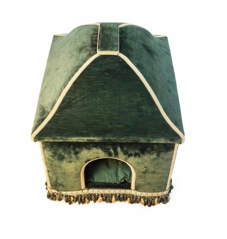 Baroque Style Green Upholstered Dog House, French, 20th Century