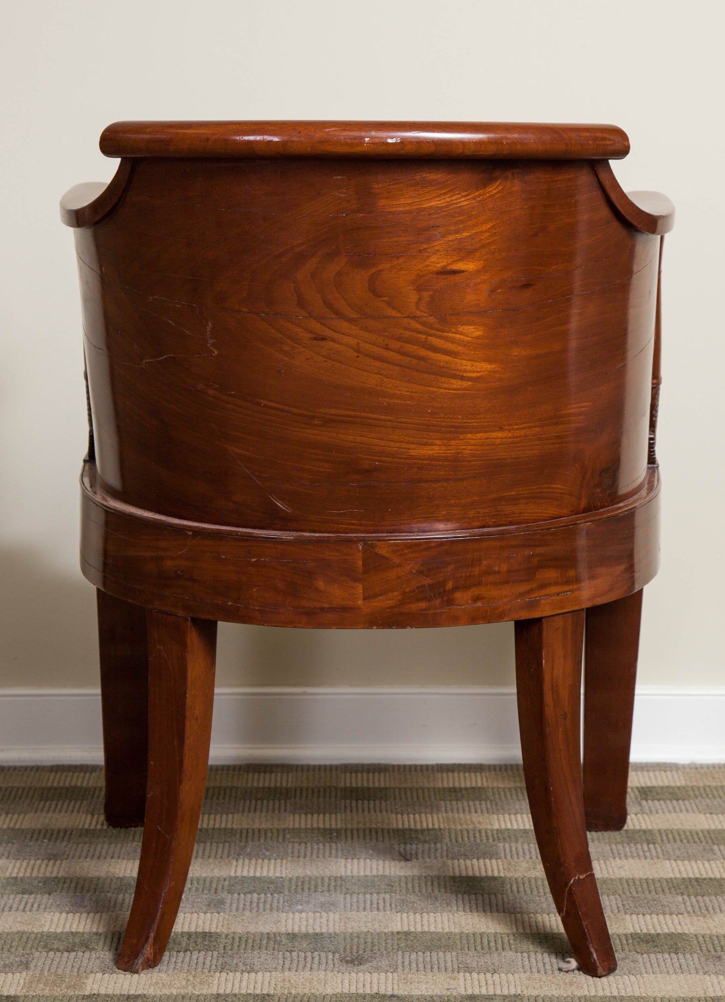 Empire Solid Mahogany Desk Chair, Early 19th Century